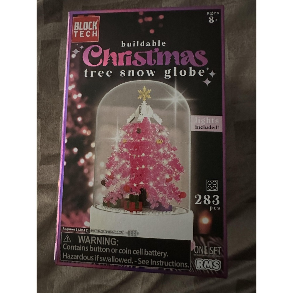 Block Tech Christmas Tree Snow Globe 283pcs Battery‎ Lights 8+ Building Set New